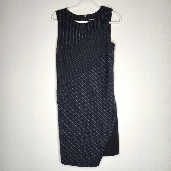 Desigual Pinstripe Asymmetrical Dress 38 - Picture 1 of 4